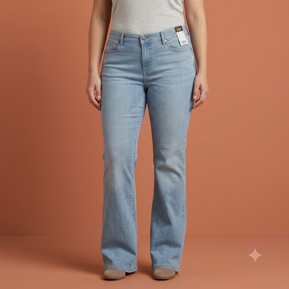 Lee Regular Fit Bootcut Jeans Womens 16 Medium Light Wash Mid Rise NWT